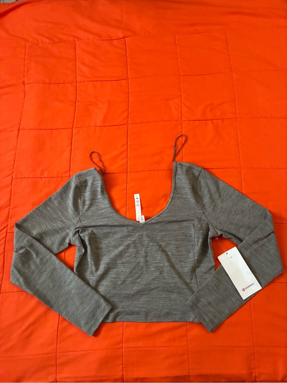 Lululemon Align Shirt Womens 12 Gray Long Sleeve Crop Top